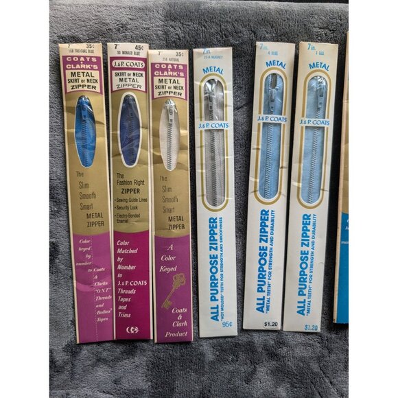 NWT/NOS‎ Lot of 10 Vintage Coats & Clark's Metal Zippers - Picture 2 of 3